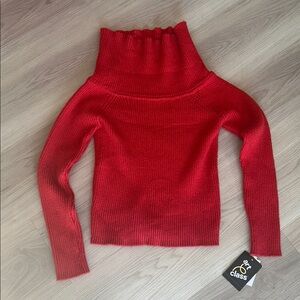 Art Class Girls XL (14) Sparkle Cowl Neck Sweater Red SM Glitter Holiday Festive